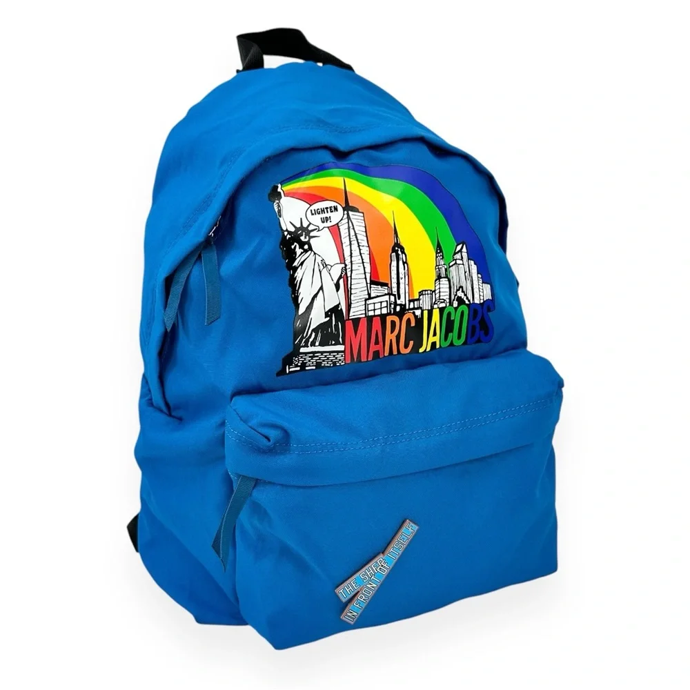 NWT Marc Jacobs Limited Edition New York Skyline Rainbow Blue Nylon Backpack